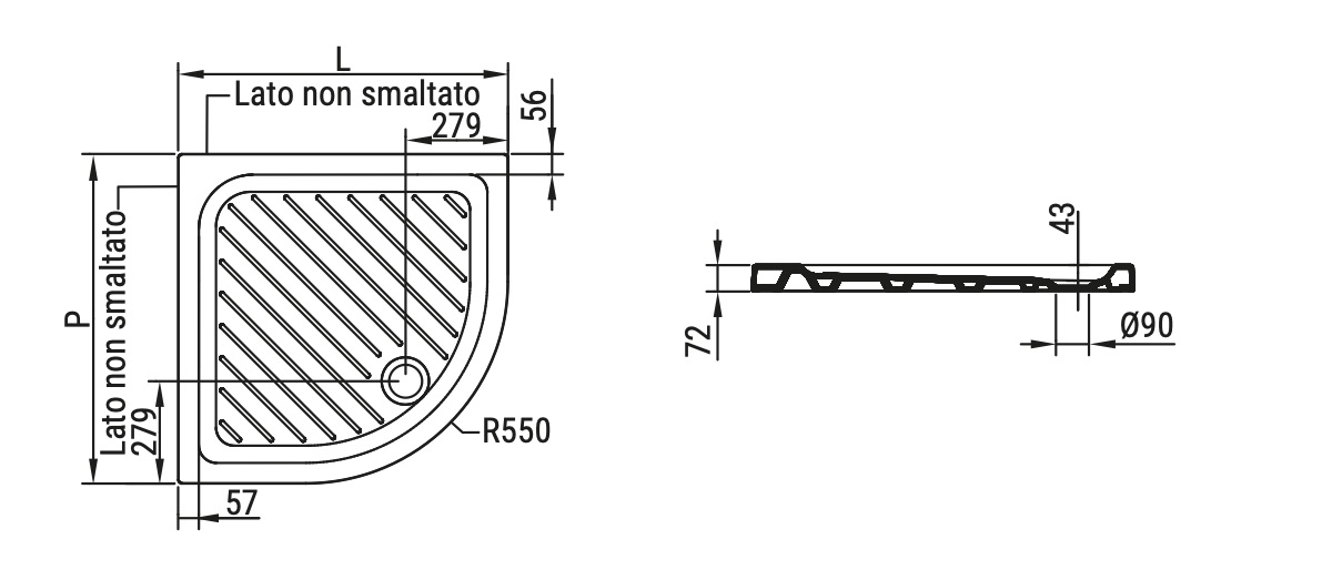 Ceramica Dolomite - disegno tecnico - D1107