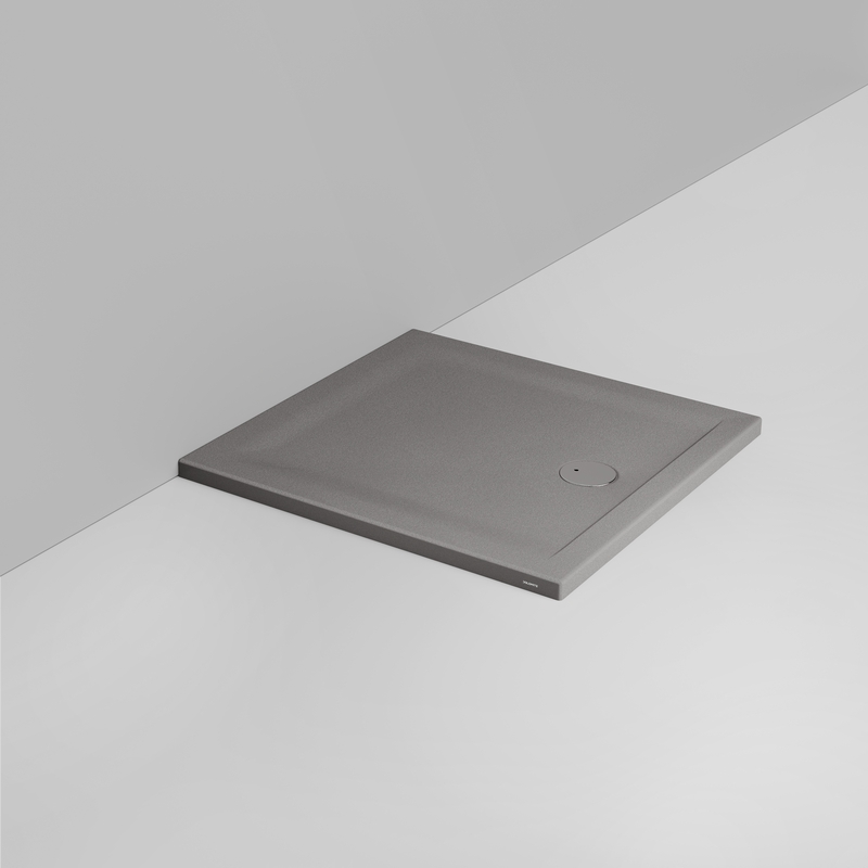 Ceramica Dolomite Square shower Tray waste towards front H4 90×90 – Squash - Matt concrete grey anti-slip