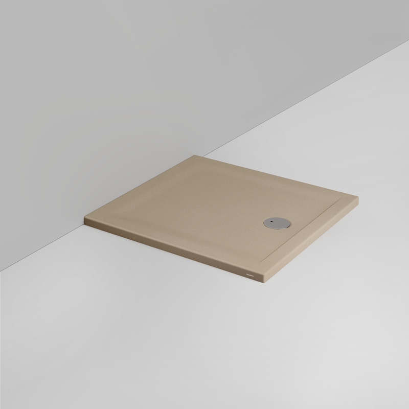 Ceramica Dolomite Square shower Tray waste towards front H4 90×90 – Squash - Matt natural beige anti-slip