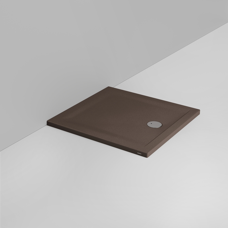 Ceramica Dolomite Square shower Tray waste towards front H4 90×90 – Squash - Matt alpine brown anti-slip