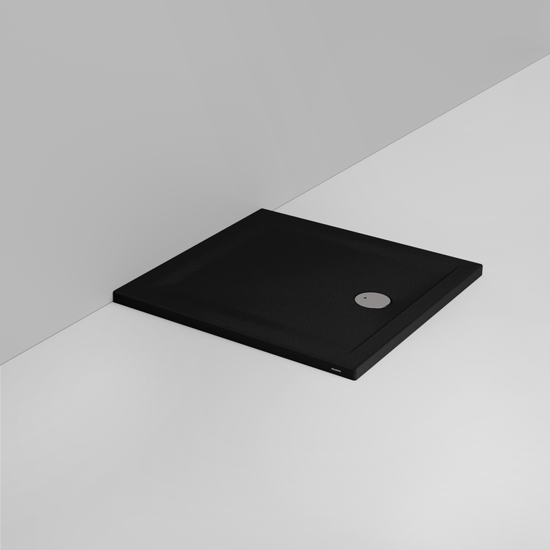 Ceramica Dolomite Square shower Tray waste towards front H4 90×90 – Squash - Matt black anti-slip