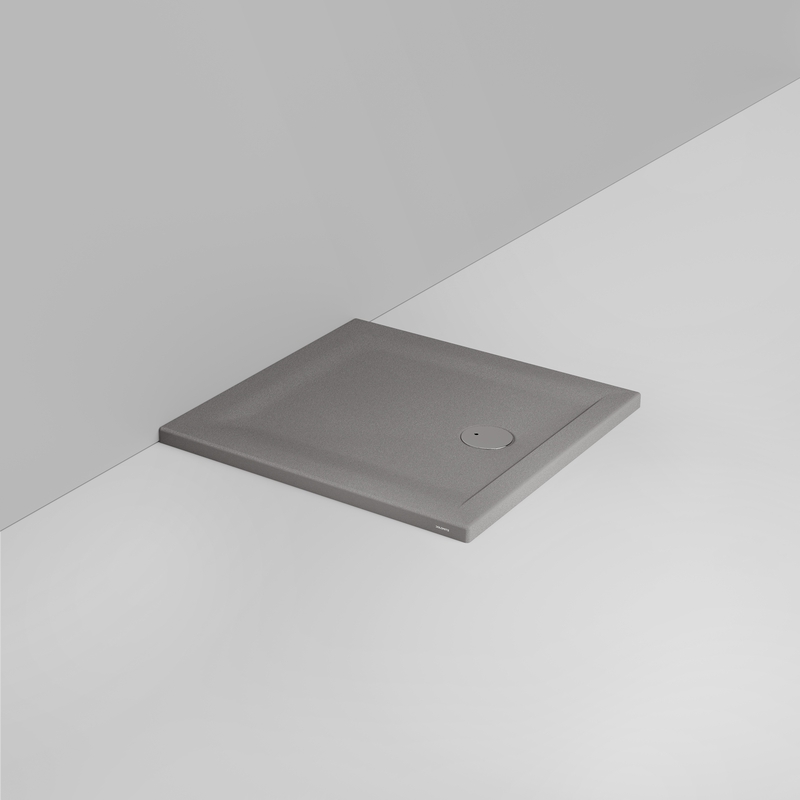 Ceramica Dolomite Square shower Tray waste towards front H4 80×80 – Squash - Matt concrete grey anti-slip