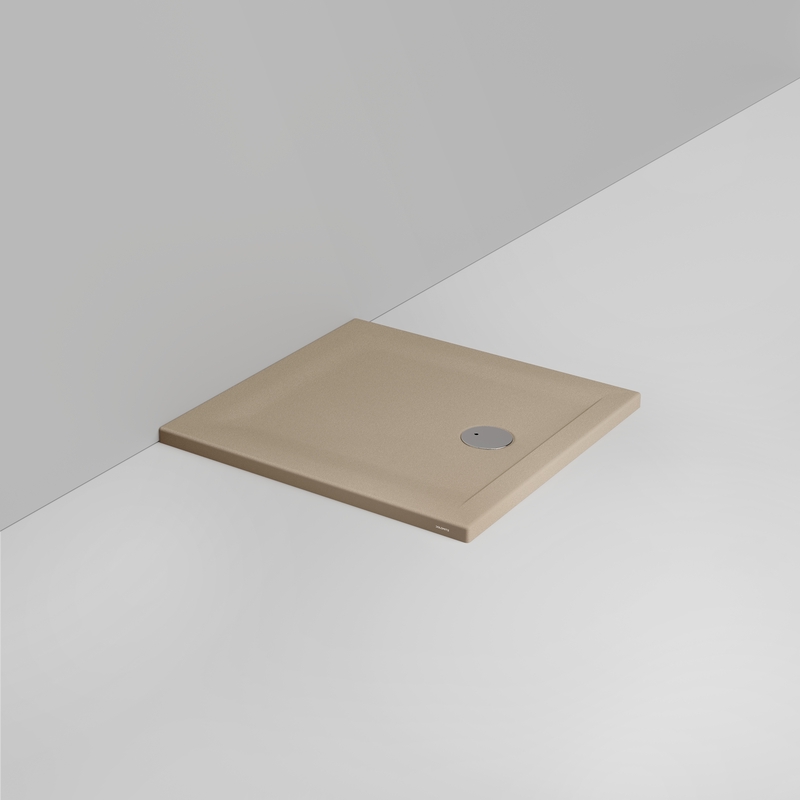 Ceramica Dolomite Square shower Tray waste towards front H4 80×80 – Squash - Matt natural beige anti-slip