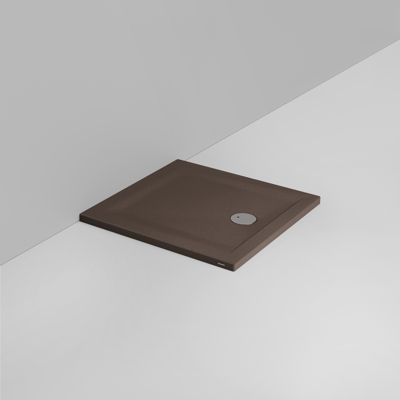 Ceramica Dolomite Square shower Tray waste towards front H4 80×80 – Squash - Matt alpine brown anti-slip