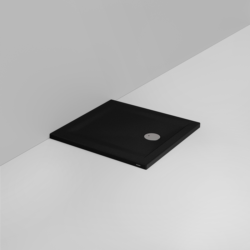 Ceramica Dolomite Square shower Tray waste towards front H4 80×80 – Squash - Matt black anti-slip