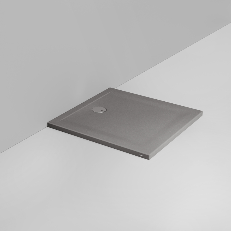 Ceramica Dolomite Square shower Tray waste towards wall H4 90×90 – Squash - Matt concrete grey anti-slip