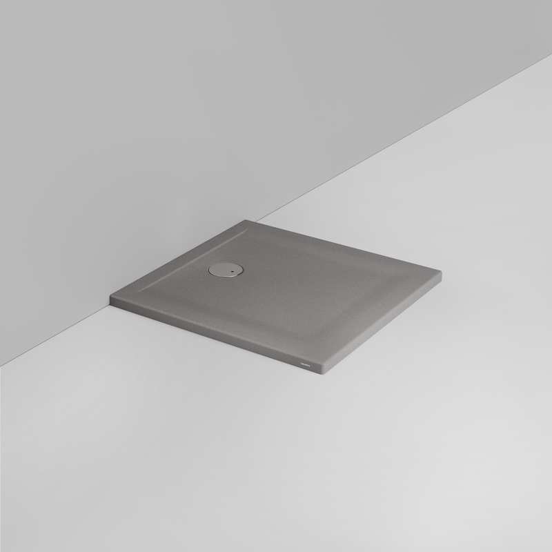 Ceramica Dolomite Square shower Tray waste towards wall H4 80×80 – Squash - Matt concrete grey anti-slip