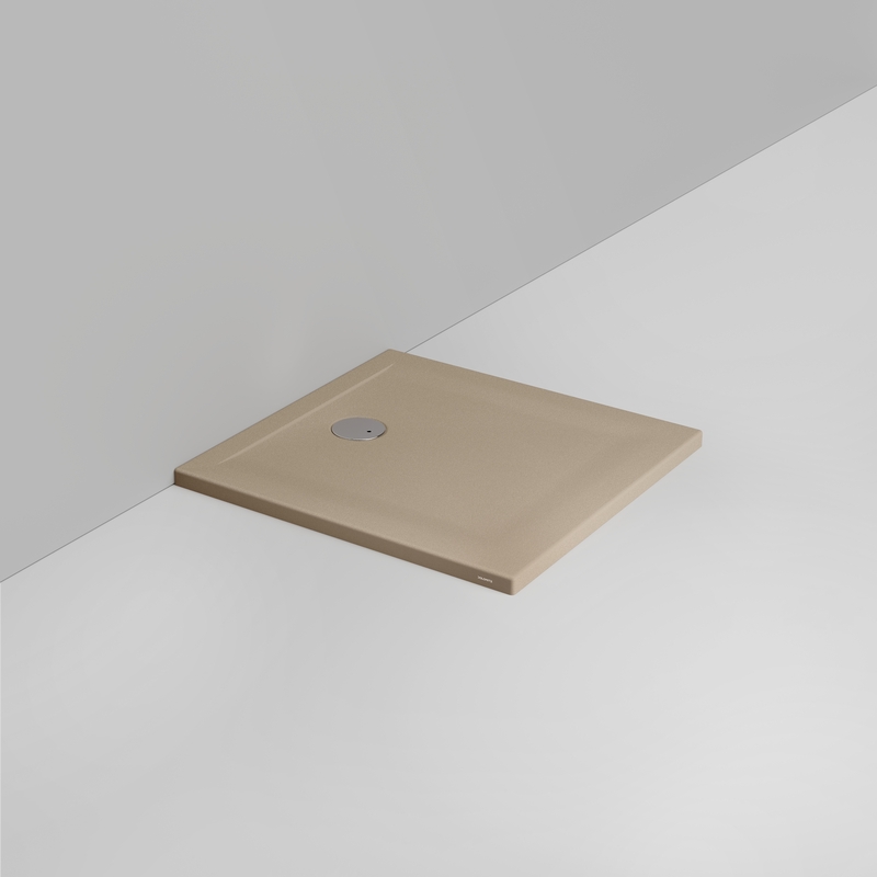 Ceramica Dolomite Square shower Tray waste towards wall H4 80×80 – Squash - Matt natural beige anti-slip
