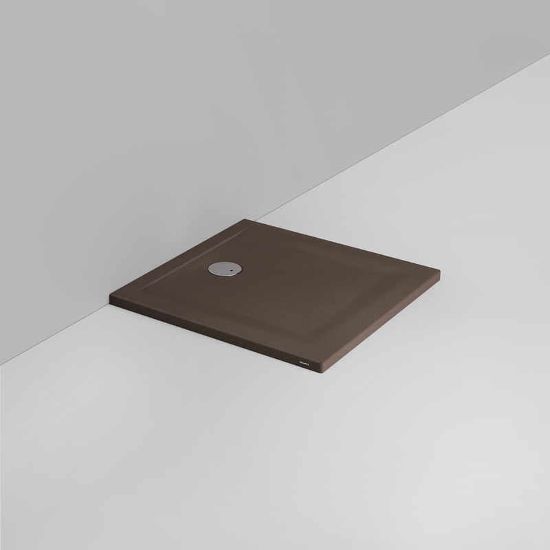 Ceramica Dolomite Square shower Tray waste towards wall H4 80×80 – Squash - Matt alpine brown anti-slip