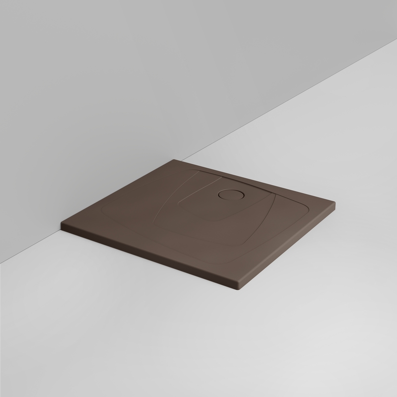 Ceramica Dolomite Square shower Tray waste towards right H4 90×90 – Oltre - Matt alpine brown