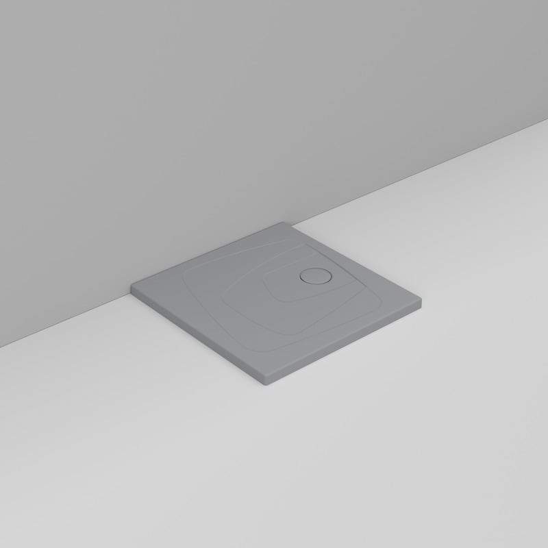 Ceramica Dolomite Square shower Tray waste towards right H4 80×80 – Oltre - Concrete grey