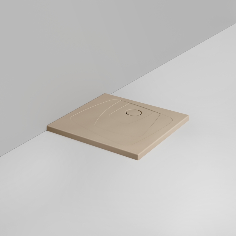 Ceramica Dolomite Square shower Tray waste towards right H4 80×80 – Oltre - Matt natural beige