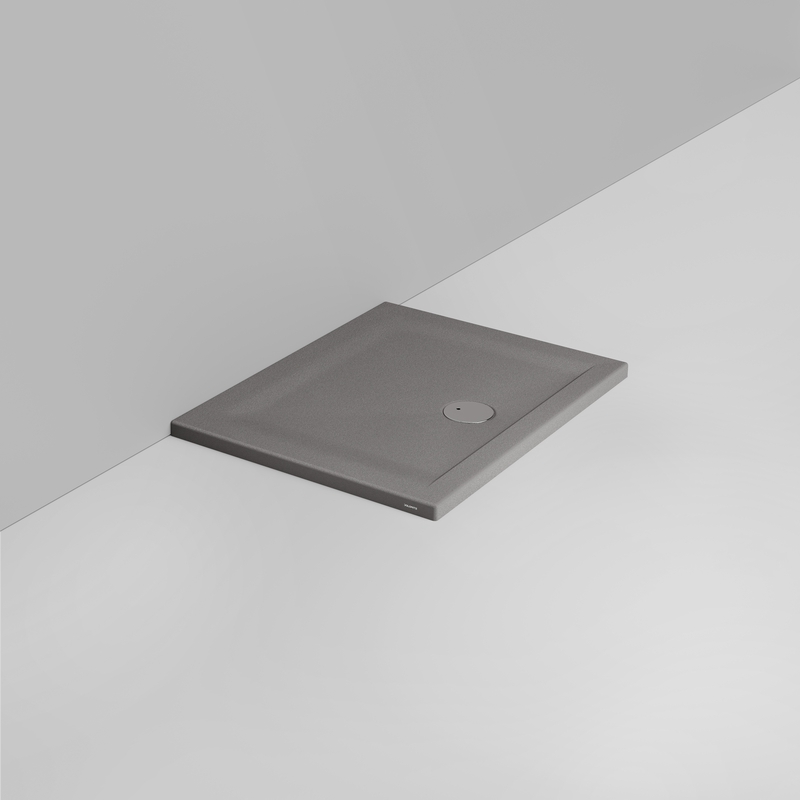 Ceramica Dolomite Rectangular shower Tray waste towards front H4 90×70 – Squash - Matt concrete grey anti-slip