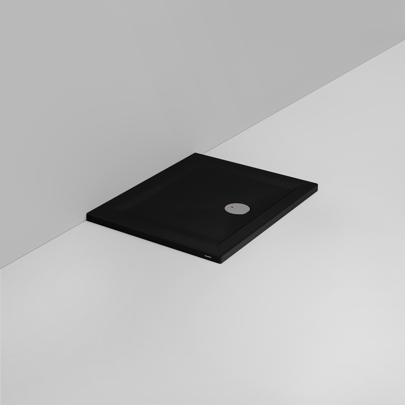 Ceramica Dolomite Rectangular shower Tray waste towards front H4 90×70 – Squash - Matt black anti-slip
