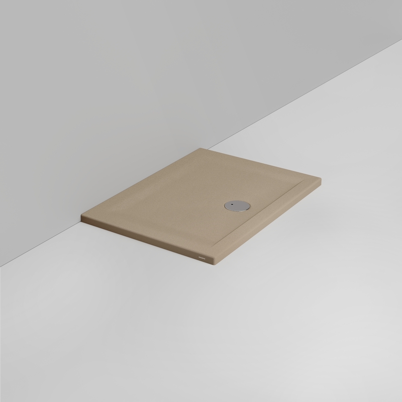 Ceramica Dolomite Douche rectangulaire Receveur bonde vers l&rsquo;avant H4 100×70 – Squash - Beige naturel mat antidérapant