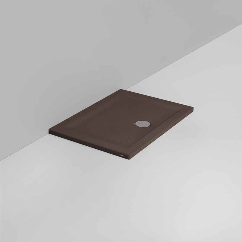 Ceramica Dolomite Douche rectangulaire Receveur bonde vers l&rsquo;avant H4 100×70 – Squash - Marron alpin mat antidérapant