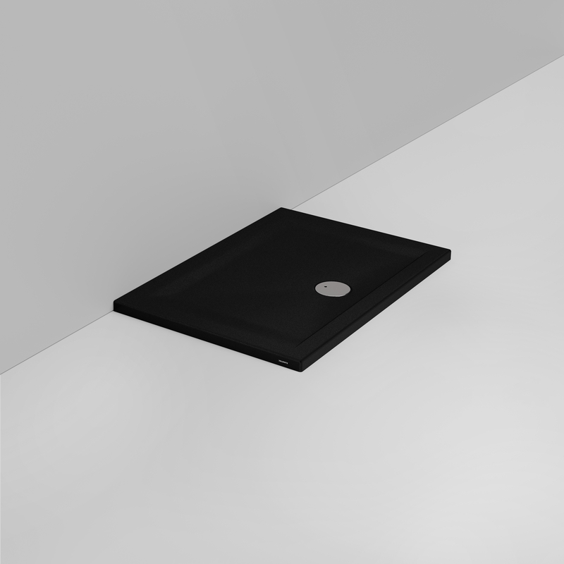 Ceramica Dolomite Douche rectangulaire Receveur bonde vers l&rsquo;avant H4 100×70 – Squash - Noir mat antidérapant