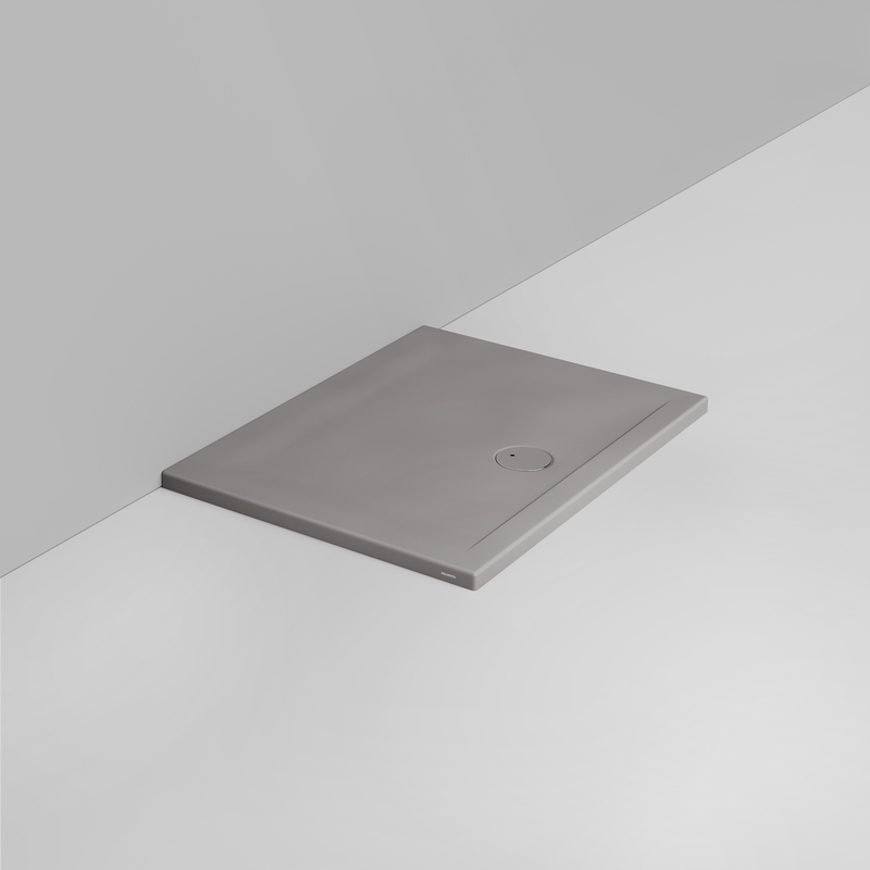 Ceramica Dolomite Rectangular shower Tray waste towards front H4 100×75 – Squash - Matt concrete grey