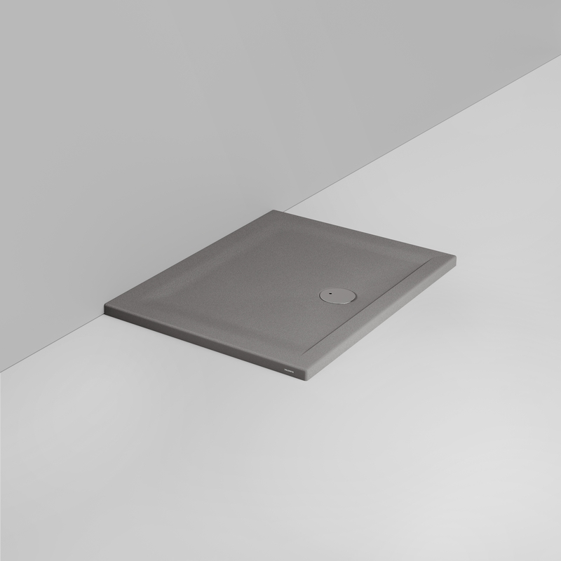 Ceramica Dolomite Rectangular shower Tray waste towards front H4 100×75 – Squash - Matt concrete grey anti-slip