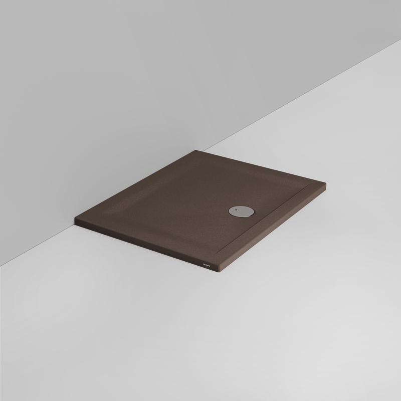 Ceramica Dolomite Rectangular shower Tray waste towards front H4 100×75 – Squash - Matt alpine brown anti-slip