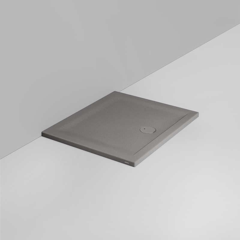 Ceramica Dolomite Rectangular shower Tray waste towards front H4 100×80 – Squash - Matt concrete grey anti-slip