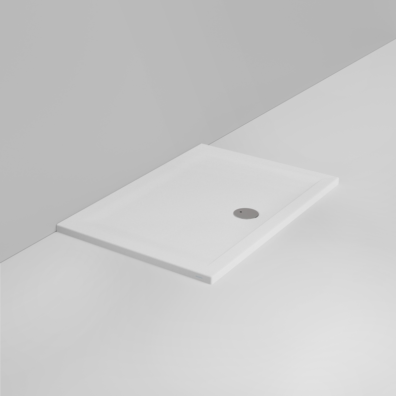 Ceramica Dolomite Douche rectangulaire Receveur bonde vers l&rsquo;avant H4 120×80 – Squash - Blanc mat antidérapant