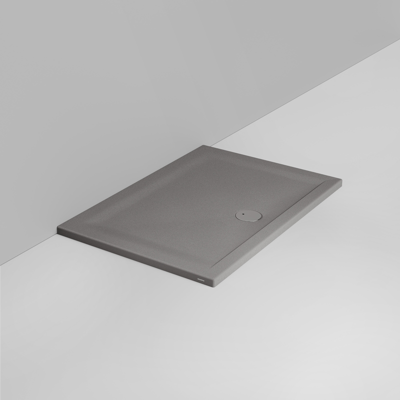 Ceramica Dolomite Rectangular shower Tray waste towards front H4 120×80 – Squash - Matt concrete grey anti-slip
