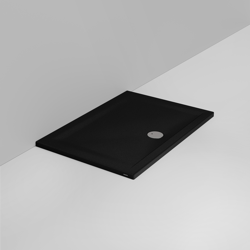 Ceramica Dolomite Rectangular shower Tray waste towards front H4 120×80 – Squash - Matt black anti-slip