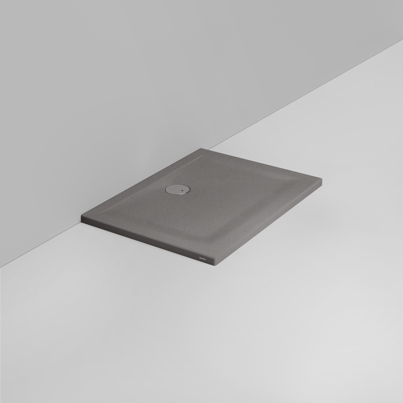 Ceramica Dolomite Rectangular shower Tray waste towards wall H4 100×70 – Squash - Matt concrete grey anti-slip
