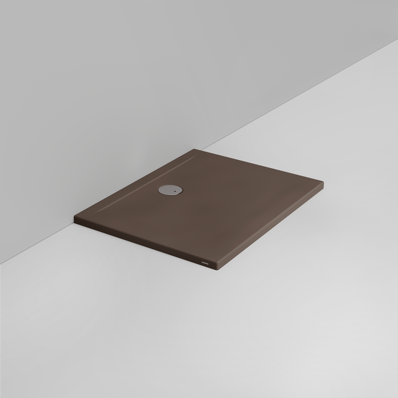 Ceramica Dolomite Rectangular shower Tray waste towards wall H4 100×75 – Squash - Matt alpine brown