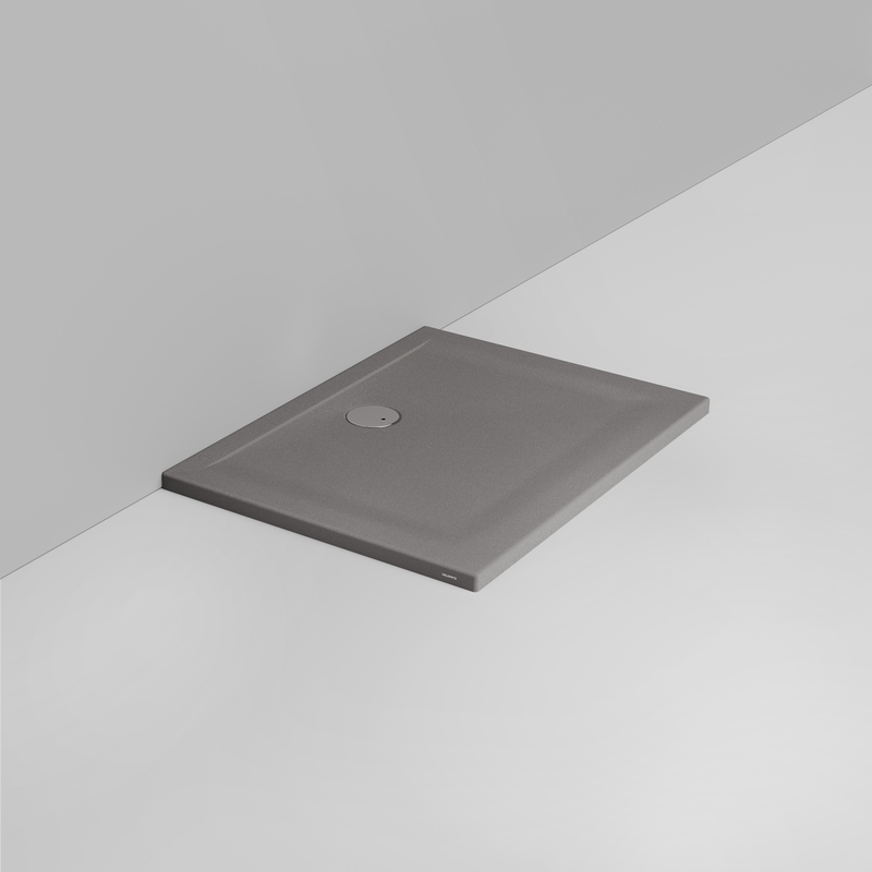 Ceramica Dolomite Rectangular shower Tray waste towards wall H4 100×75 – Squash - Matt concrete grey anti-slip