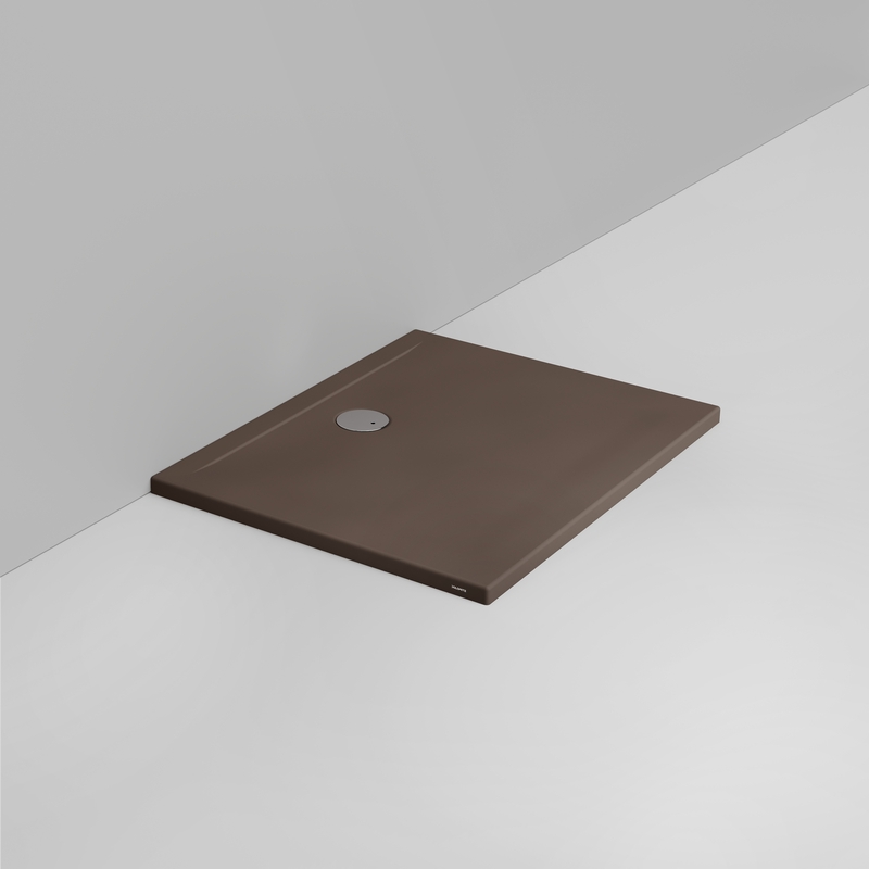 Ceramica Dolomite Rectangular shower Tray waste towards wall H4 100×80 – Squash - Matt alpine brown