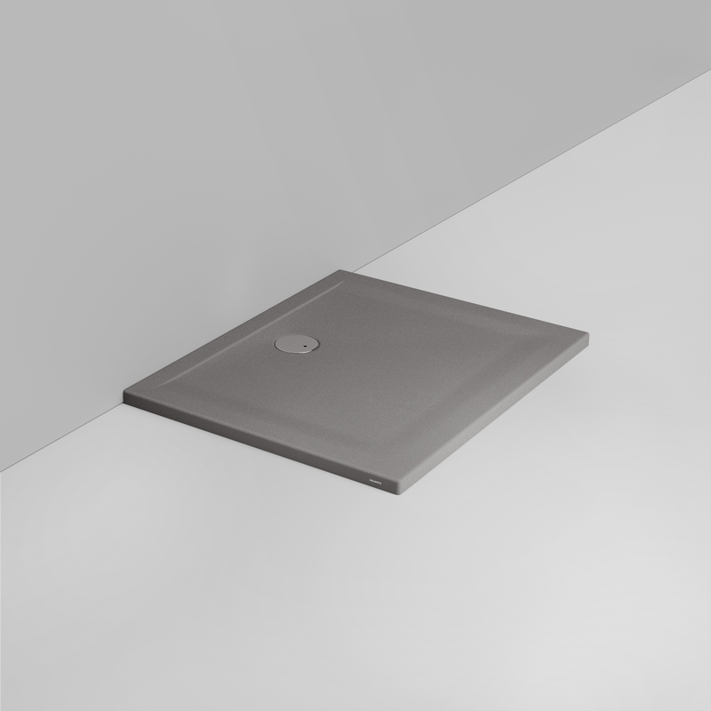 Ceramica Dolomite Rectangular shower Tray waste towards wall H4 100×80 – Squash - Matt concrete grey anti-slip