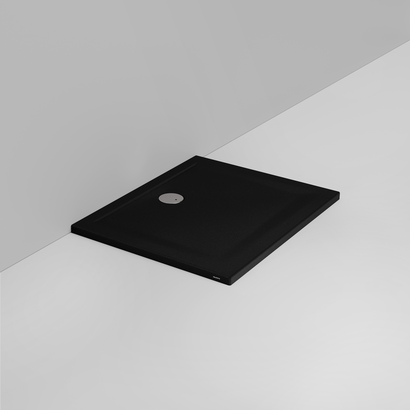Ceramica Dolomite Rectangular shower Tray waste towards wall H4 100×80 – Squash - Matt black anti-slip