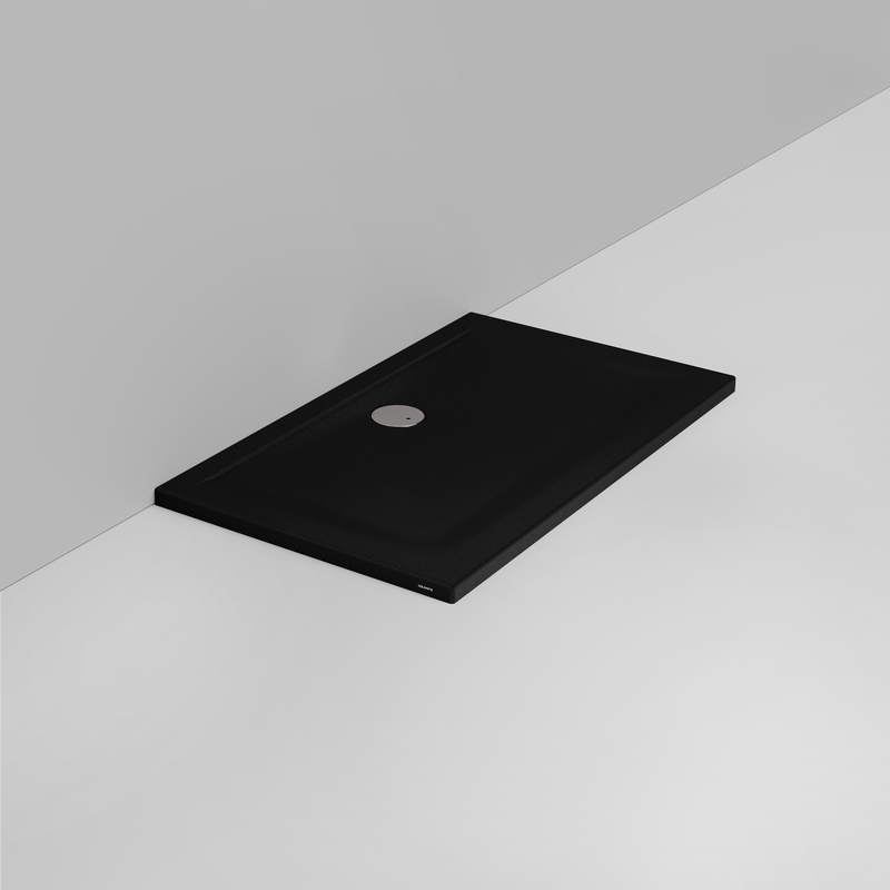Ceramica Dolomite Rectangular shower Tray waste towards wall H4 120×70 – Squash - Matt black anti-slip
