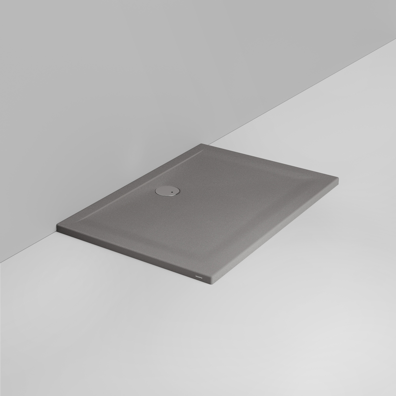 Ceramica Dolomite Rectangular shower Tray waste towards wall H4 120×80 – Squash - Matt concrete grey anti-slip