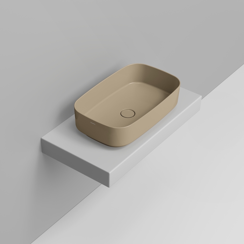 Ceramica Dolomite Lavabo da appoggio 62×38 – Noemi - Beige naturale lucido
