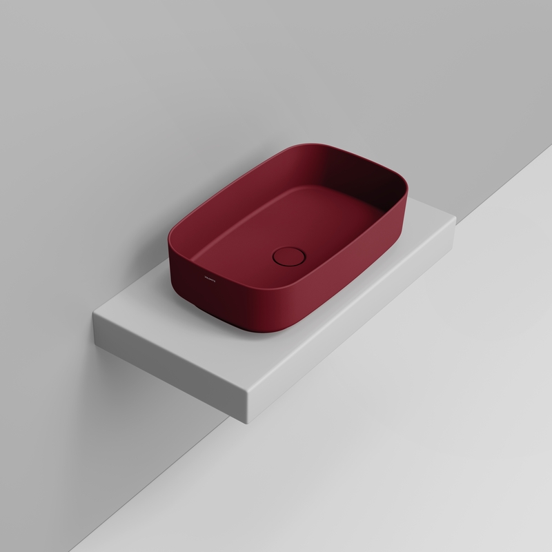 Ceramica Dolomite Lavabo da appoggio 62×38 – Noemi - Rosso vino opaco