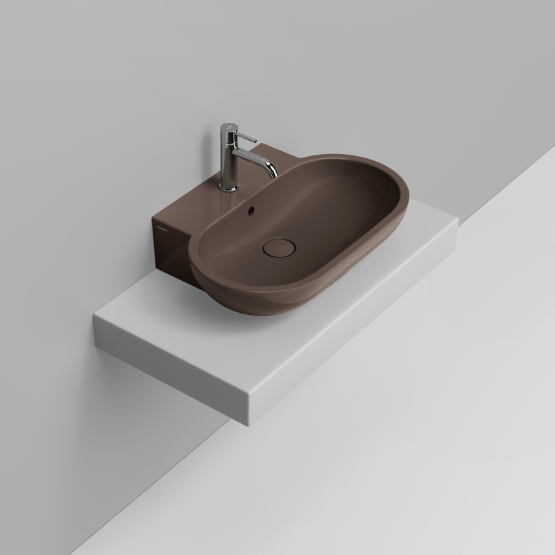 Ceramica Dolomite Vessel basin 65×46 – Mirto - Glossy alpine brown