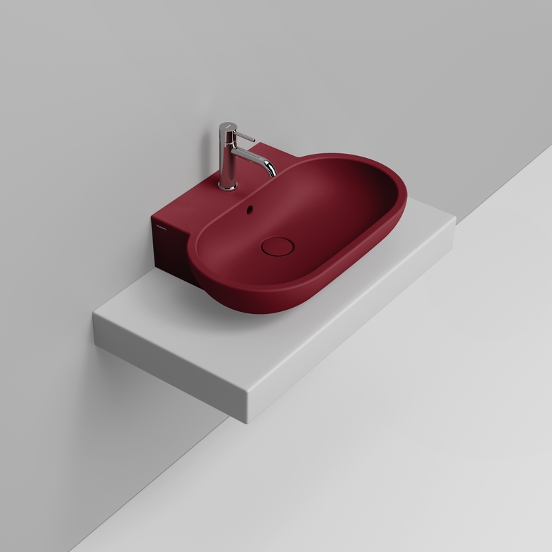 Ceramica Dolomite Vessel basin 65×46 – Mirto - Matt red wine