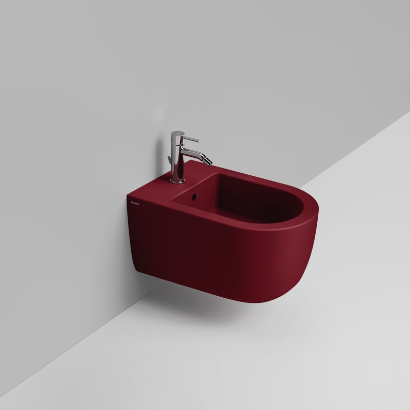 Ceramica Dolomite Bidet sospeso 36×55 – Mirto Round - Rosso vino opaco