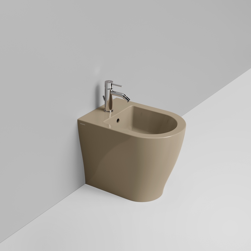 Ceramica Dolomite Back to wall bidet 36×50 – Mirto Round Short - Glossy natural beige