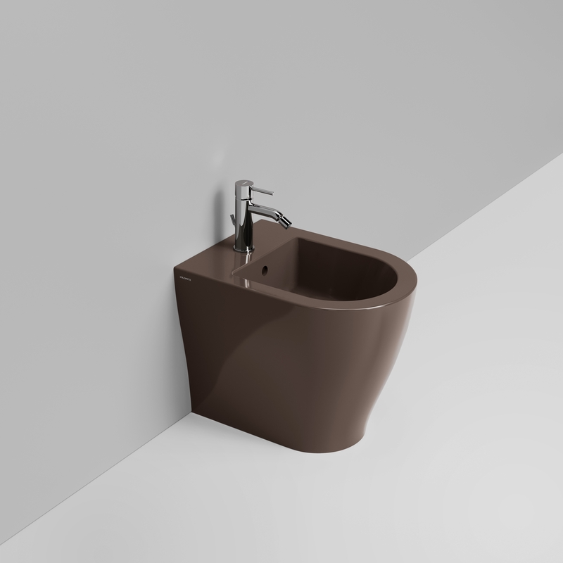 Ceramica Dolomite Back to wall bidet 36×50 – Mirto Round Short - Glossy alpine brown