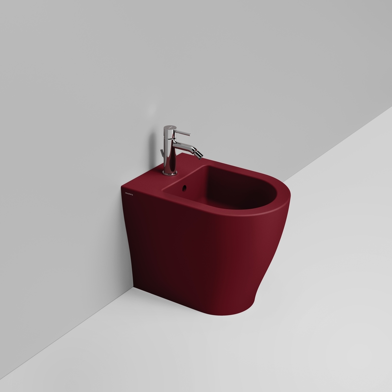 Ceramica Dolomite Back to wall bidet 36×50 – Mirto Round Short - Matt red wine