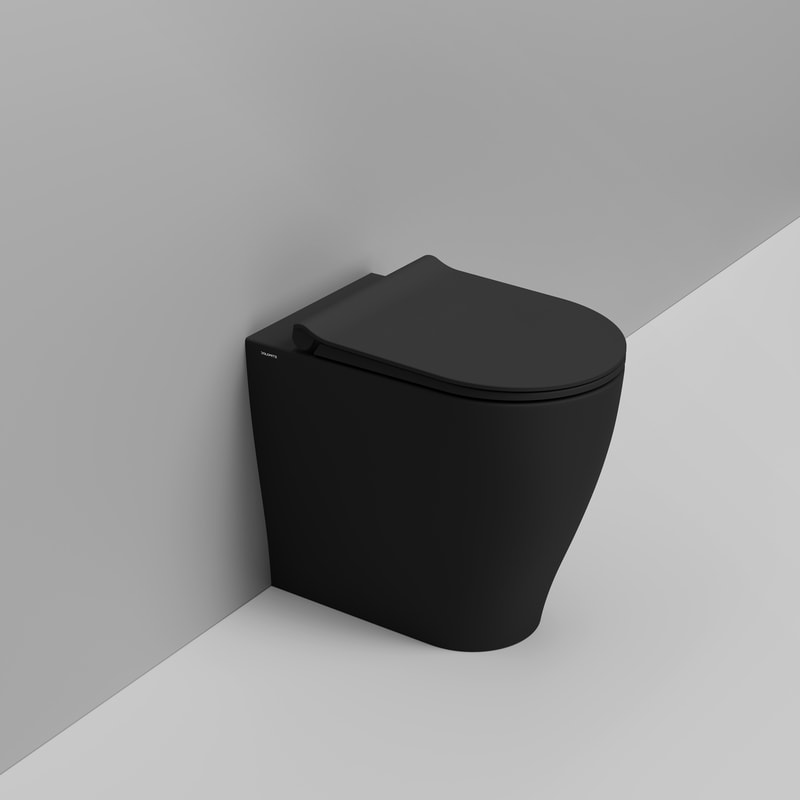 Ceramica Dolomite Back to wall vortex bowl 36x55x48 – Mirto Round Tall - Matt black