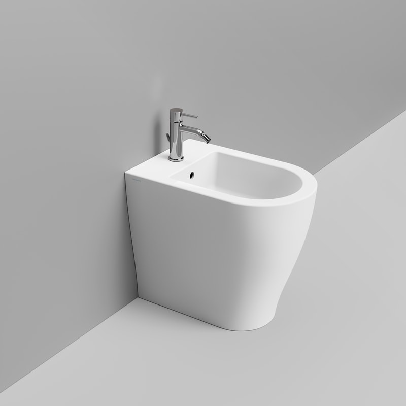 Ceramica Dolomite Back to wall bidet 36x55x48 – Mirto Round Tall - Matt white