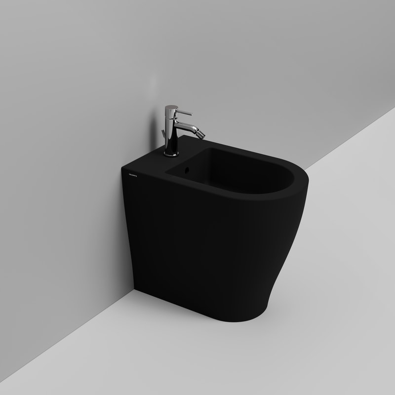 Ceramica Dolomite Back to wall bidet 36x55x48 – Mirto Round Tall - Matt black