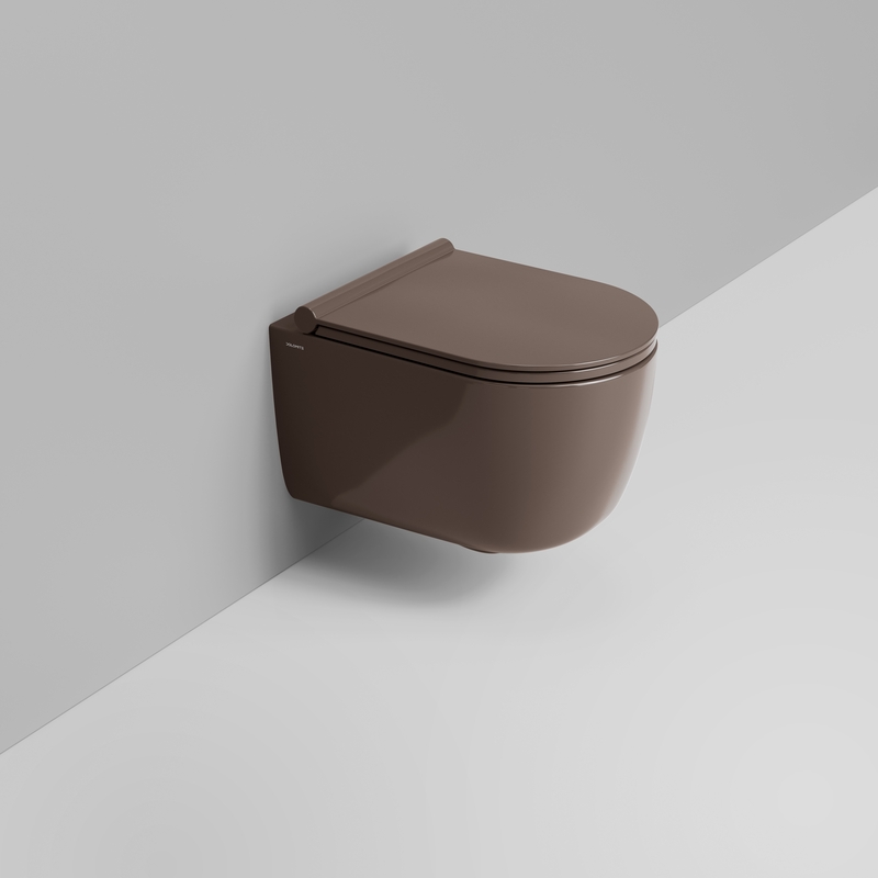 Ceramica Dolomite Wall hung vortex bowl 36×50 – Mirto Round Short - Glossy alpine brown