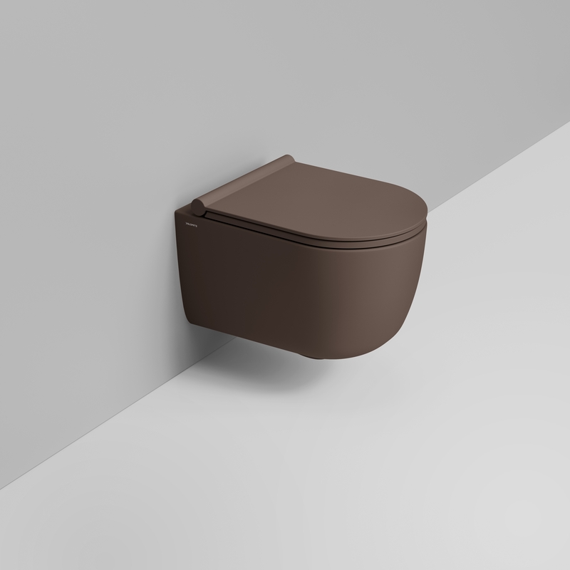 Ceramica Dolomite Wall hung vortex bowl 36×50 – Mirto Round Short - Matt alpine brown