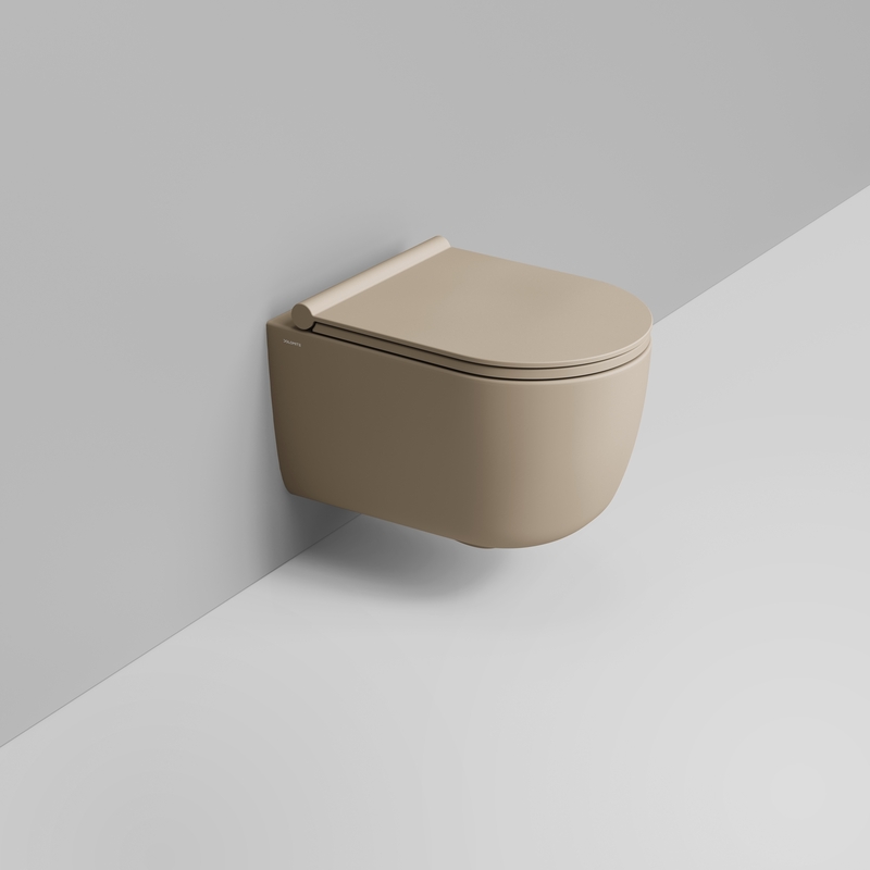 Ceramica Dolomite Wall hung vortex bowl 36×50 – Mirto Round Short - Matt natural beige